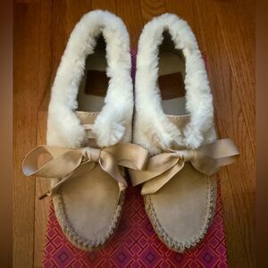 Women's Cream Moccasin Slippers